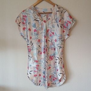 Vintage Enticements Satin Pink Floral Night Shirt